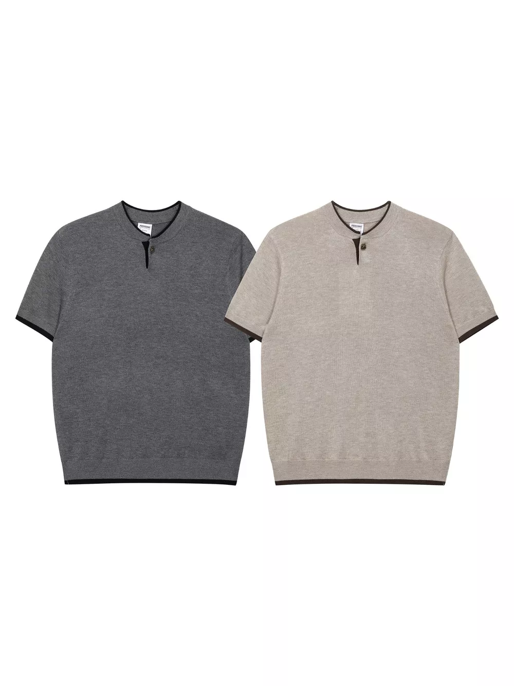 Men's Short Sleeve Collar Knit Top with Contrast Trim, image 7