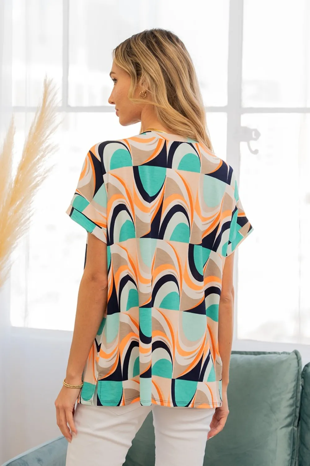 Wrinkle-Free Geometric Short Sleeve Shirt, image 2