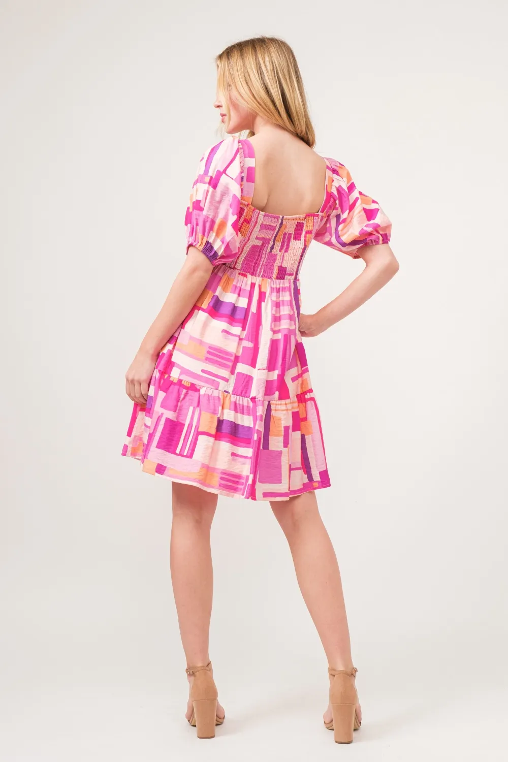 Color Block Puff Sleeve Dress, image 3