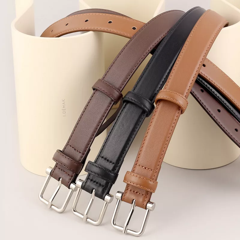 Silver Buckle Leather Belt, image 5