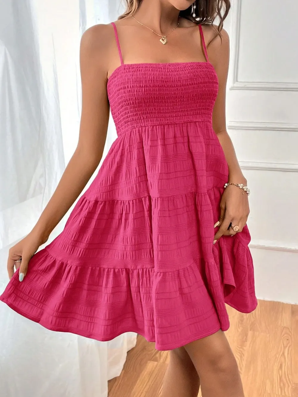 Tiered Smocked Square Neck Cami Dress, image 23