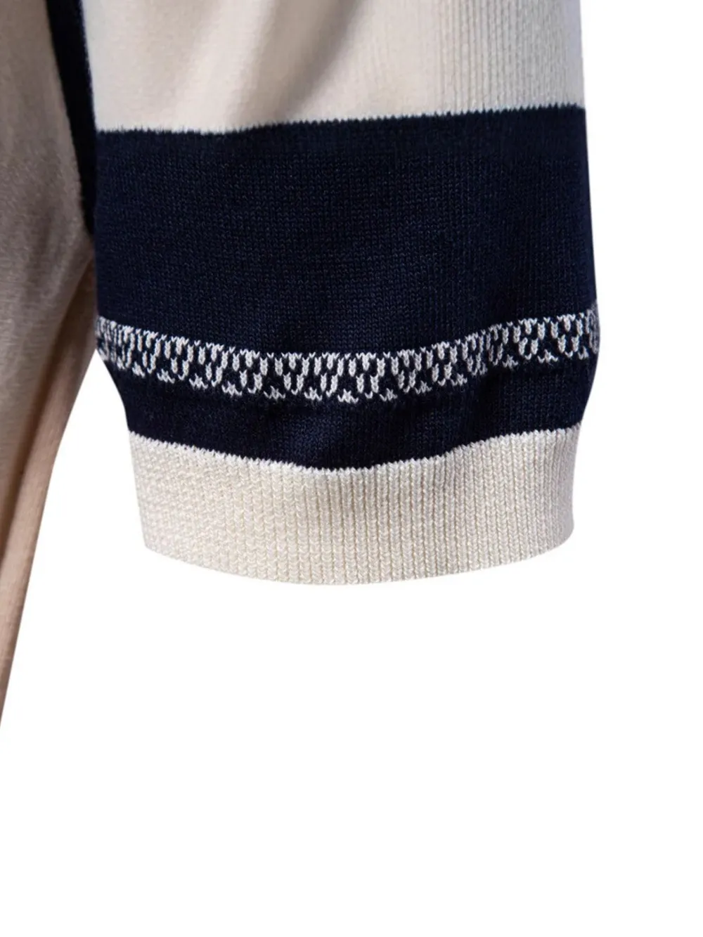 Men's Contrast Striped Knit Polo Shirt, image 4