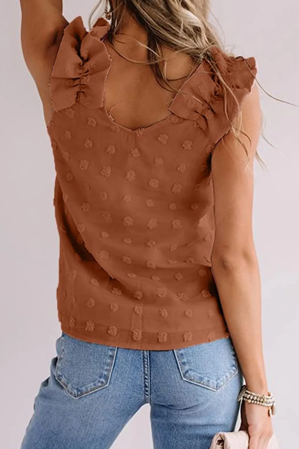 Full Size Swiss Dot V-Neck Tank, image 18