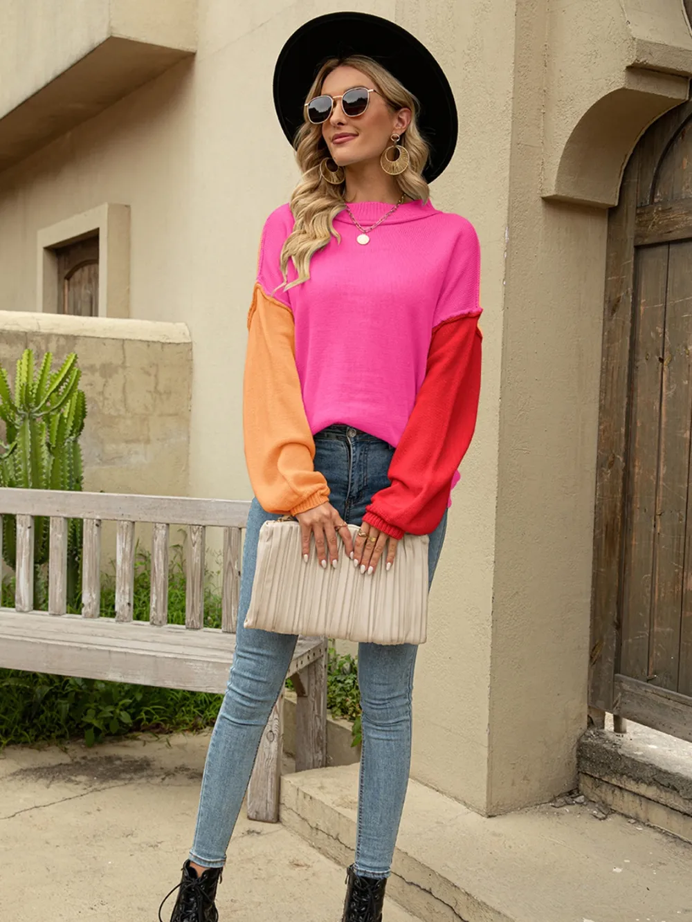 Color Block Dropped Shoulder Sweater, image 12