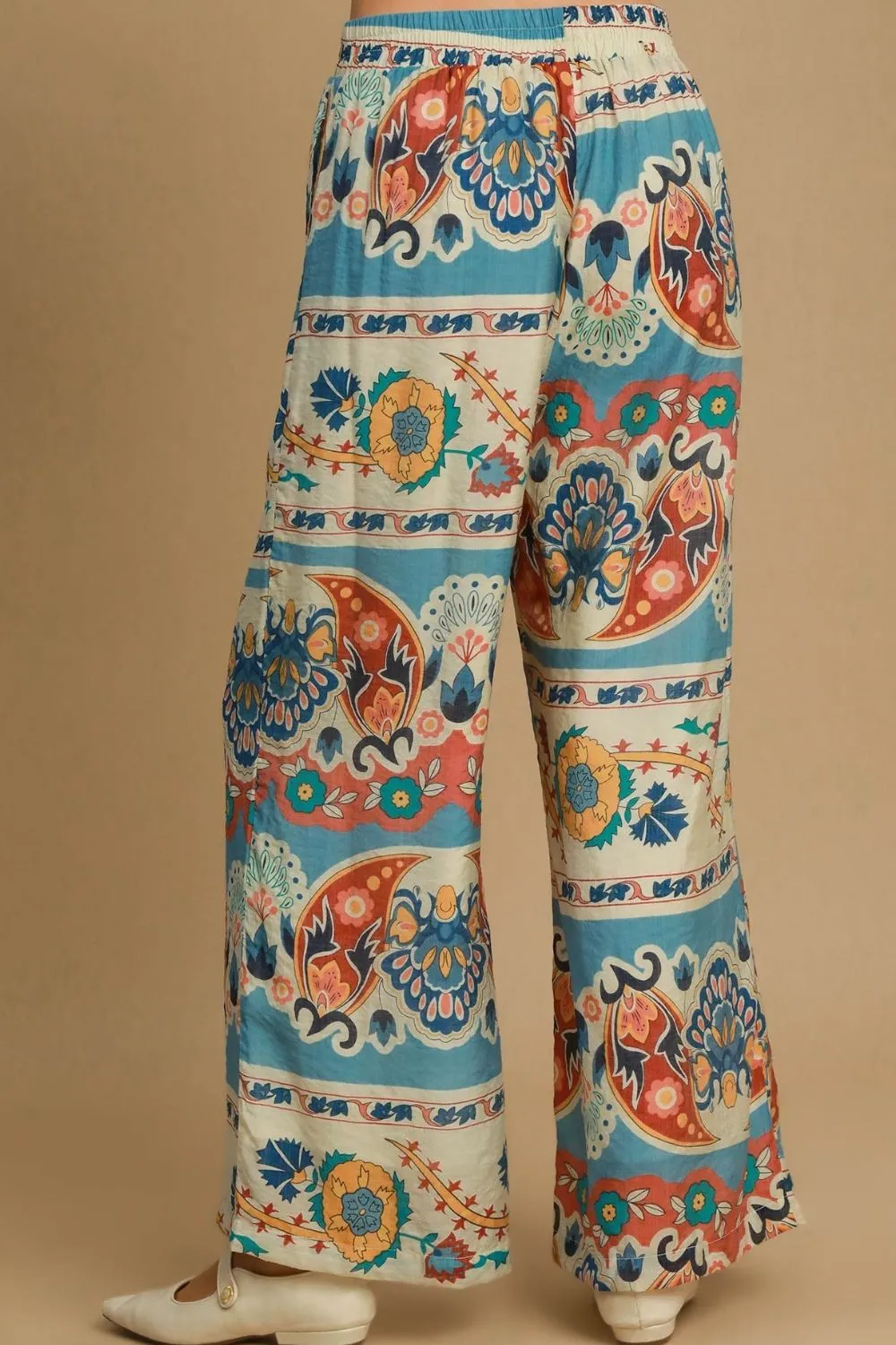 Full Size Wide Leg Border Print Pants Plus Size, image 3
