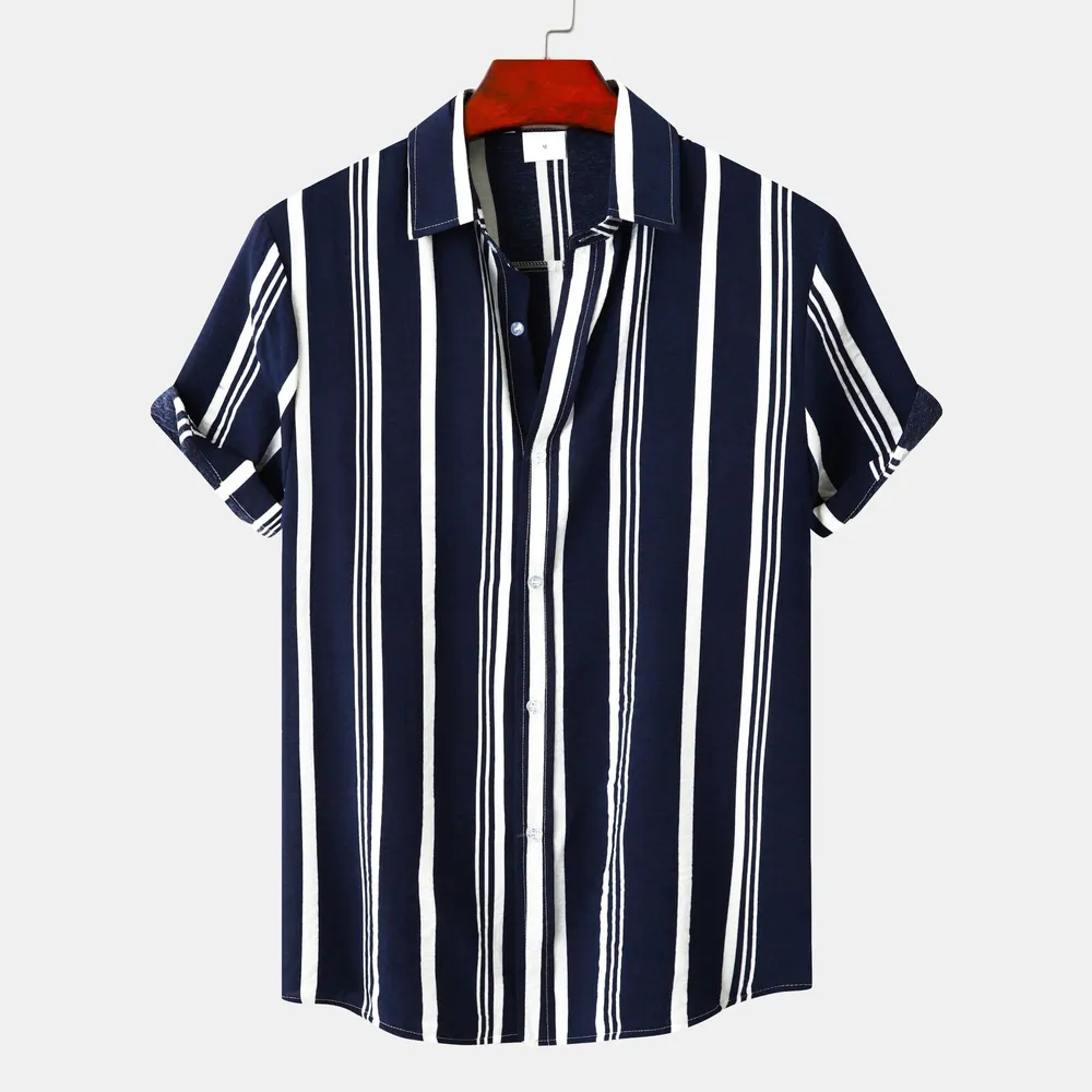 Men's Plus Size Striped Short Sleeve Button-Down Shirt, image 3