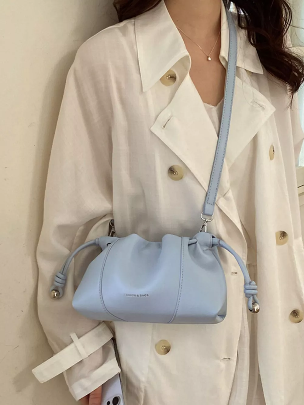 Drawstring Leather Crossbody Bag, image 5