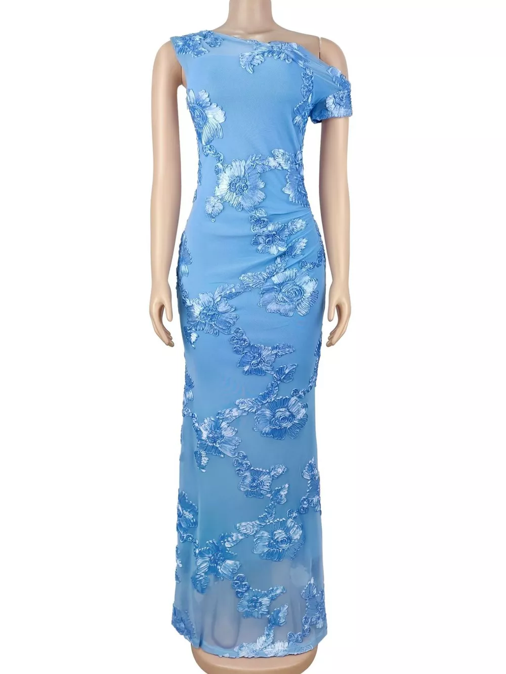 Embroidered One Shoulder Maxi Dress, image 4