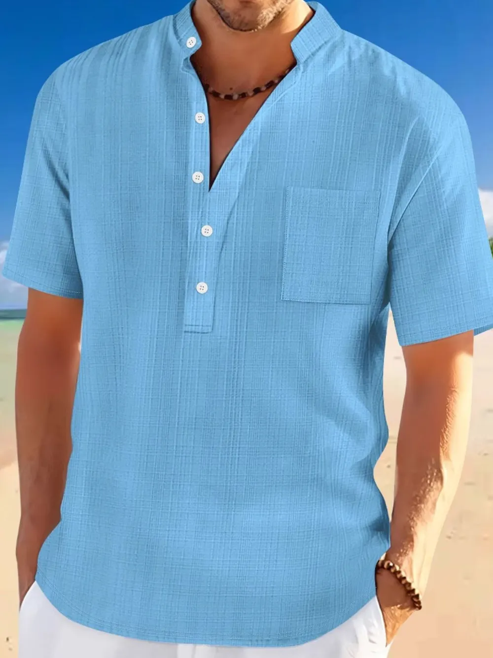 Men's Full Size Half Button Short Sleeve Polo Plus Size, image 4