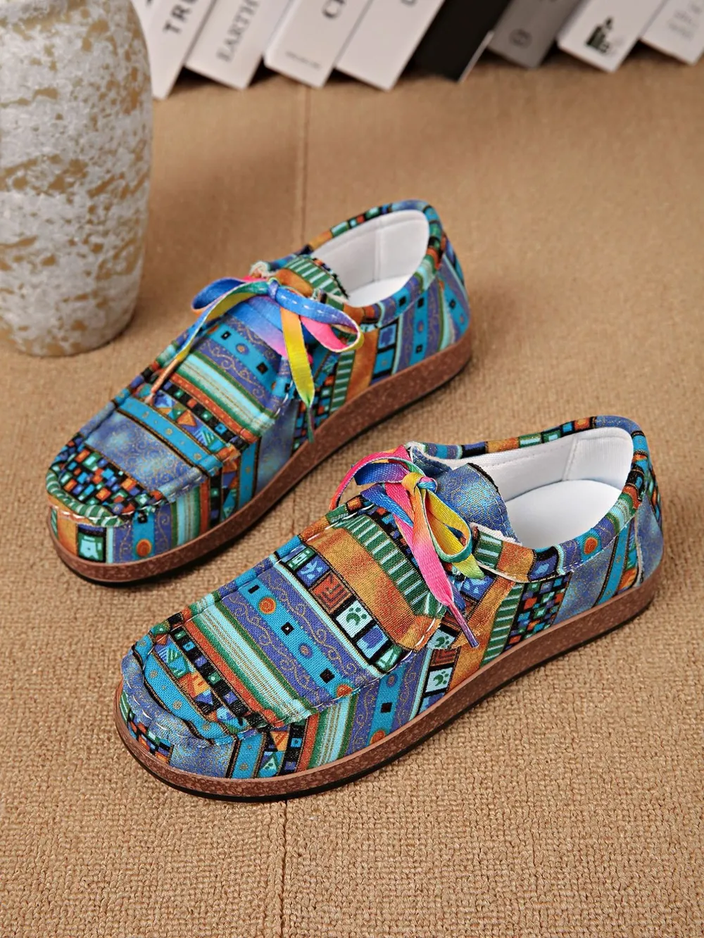 Printed Lace Up Sneakers, image 4