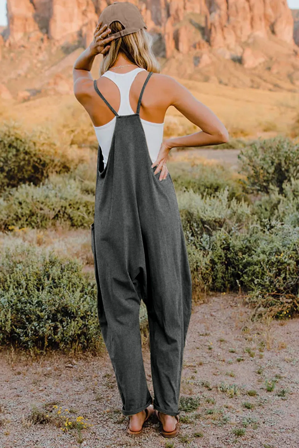 Full Size V-Neck Sleeveless Jumpsuit with Pockets, image 18