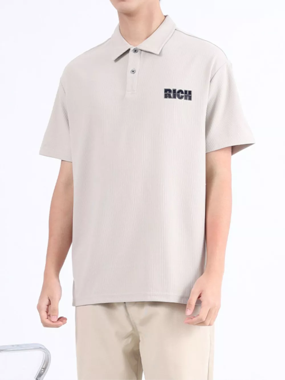 Men's Plus Size Button Detail Short Sleeve Polo, image 4