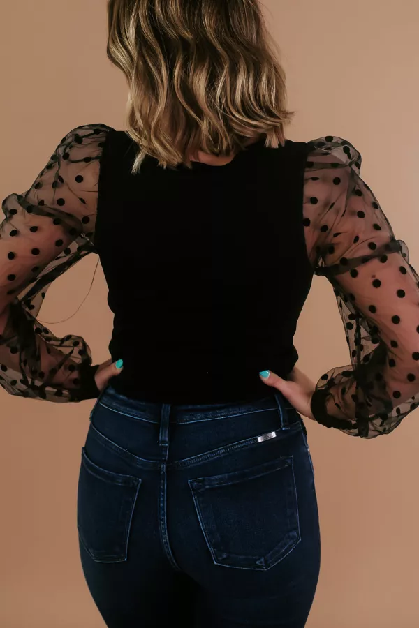 Mesh Patchwork Square Neck Blouse, image 2
