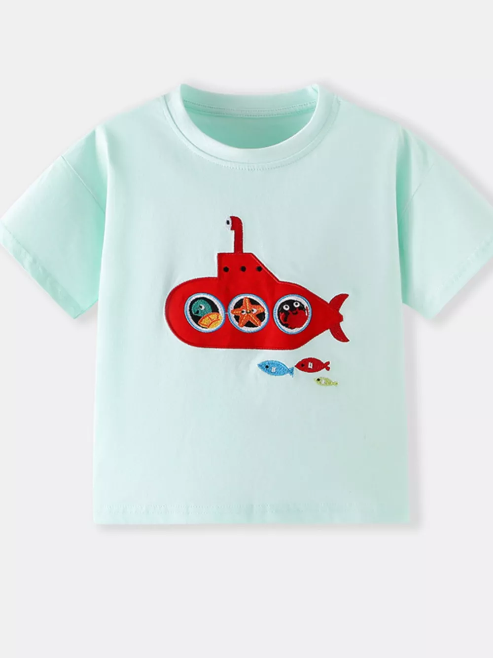 Children's Submarine Embroidered Round Neck Tee, image 2