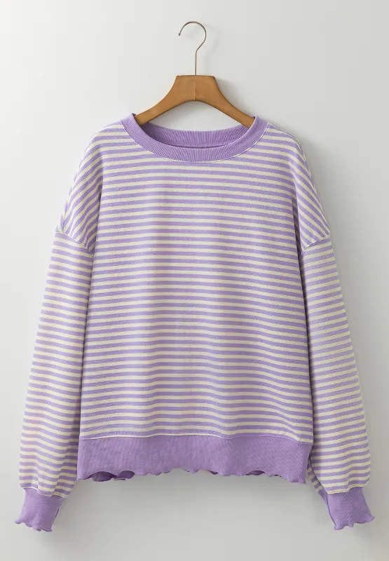 Striped Round Neck Long Sleeve Sweatshirt, image 20