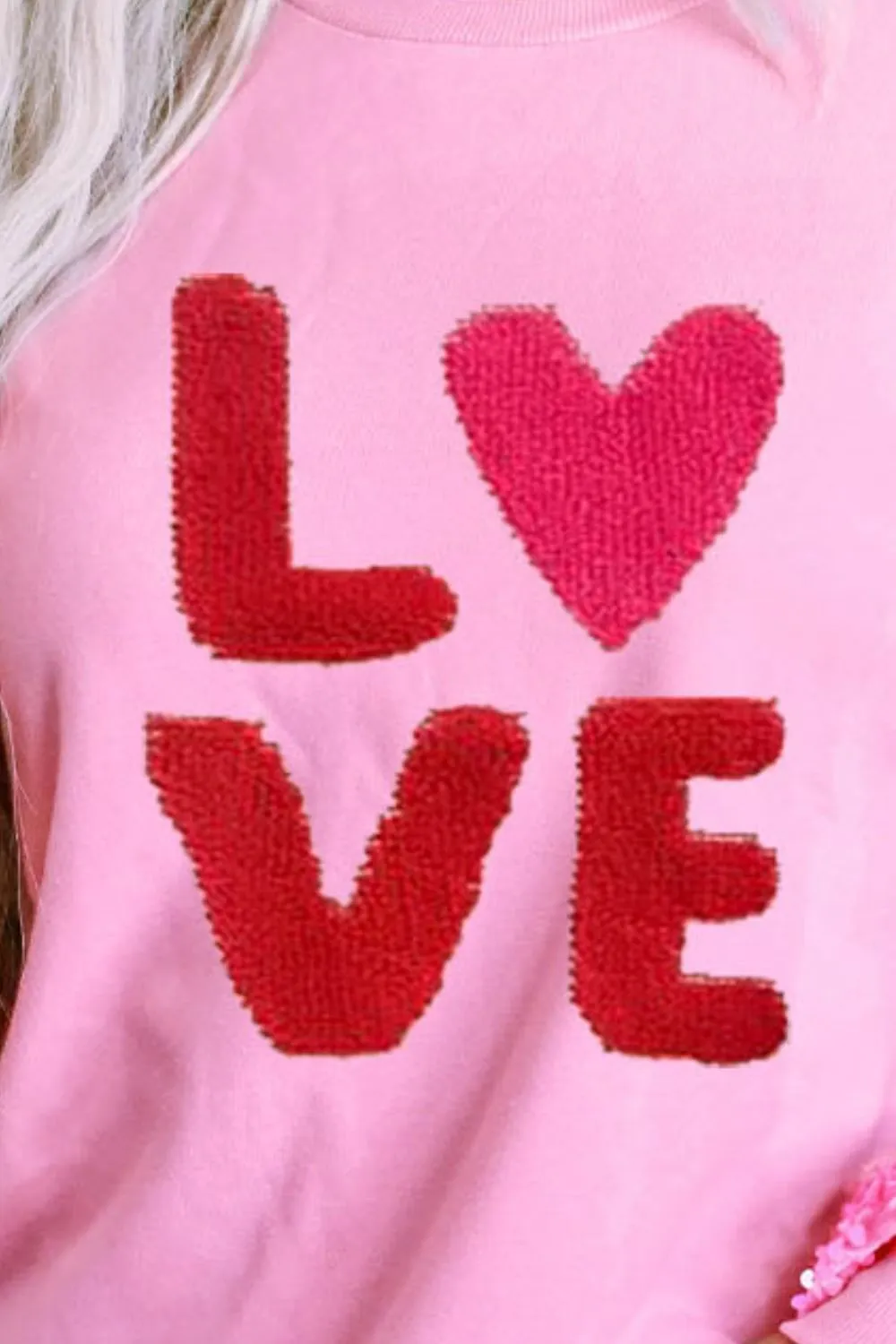 LOVE Sequin Dropped Shoulder Sweatshirt, image 3