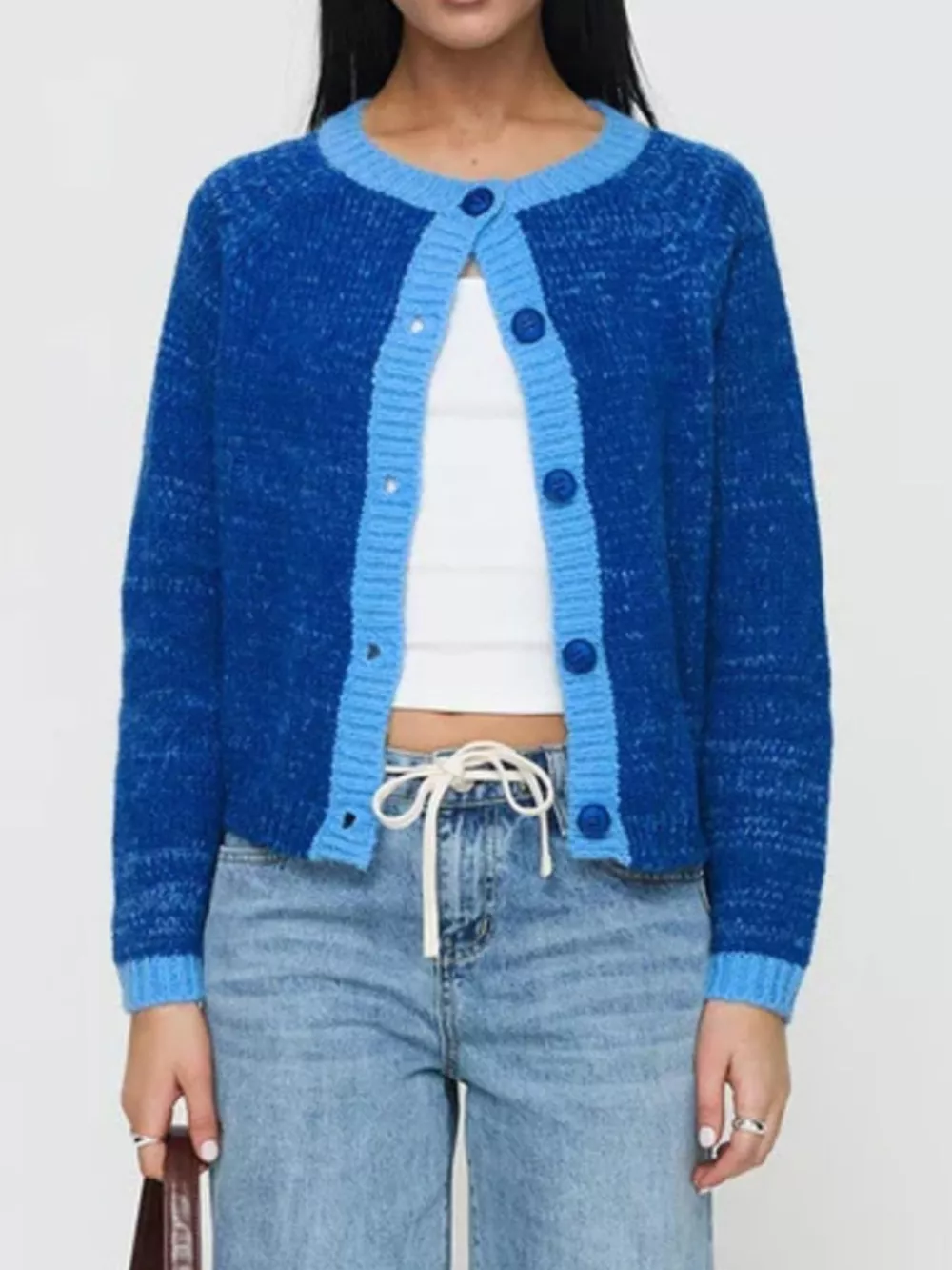 Contrast Trim Button-Up Cardigan, image 5
