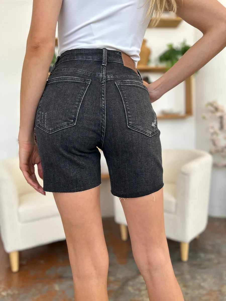 Full Size High Waist Rigid Magic Denim Shorts, image 5