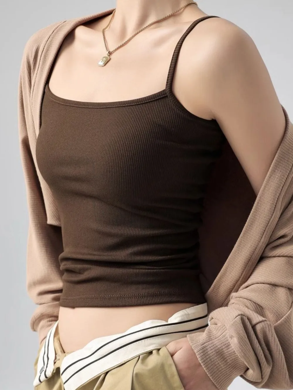 Ribbed Scoop Neck Cami Top, image 2