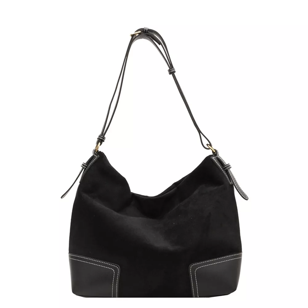Vintage Suede Patchwork Hobo Shoulder Bag