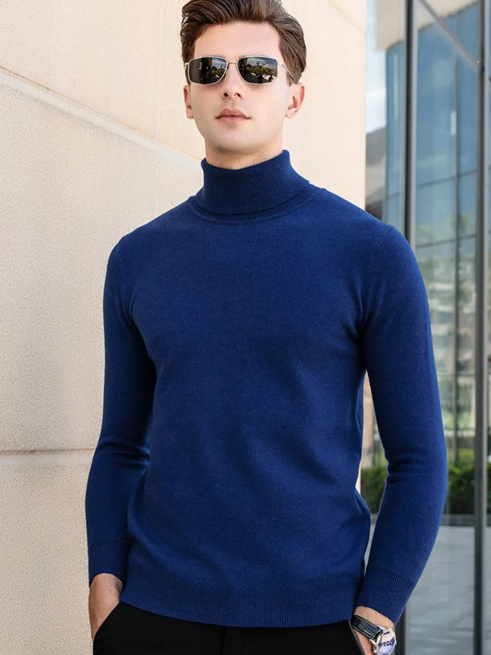 Men's Plus Size Turtleneck Long Sleeve Sweater, image 2