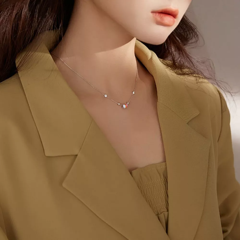 925 Sterling Silver Circle Pendant Necklace, image 6