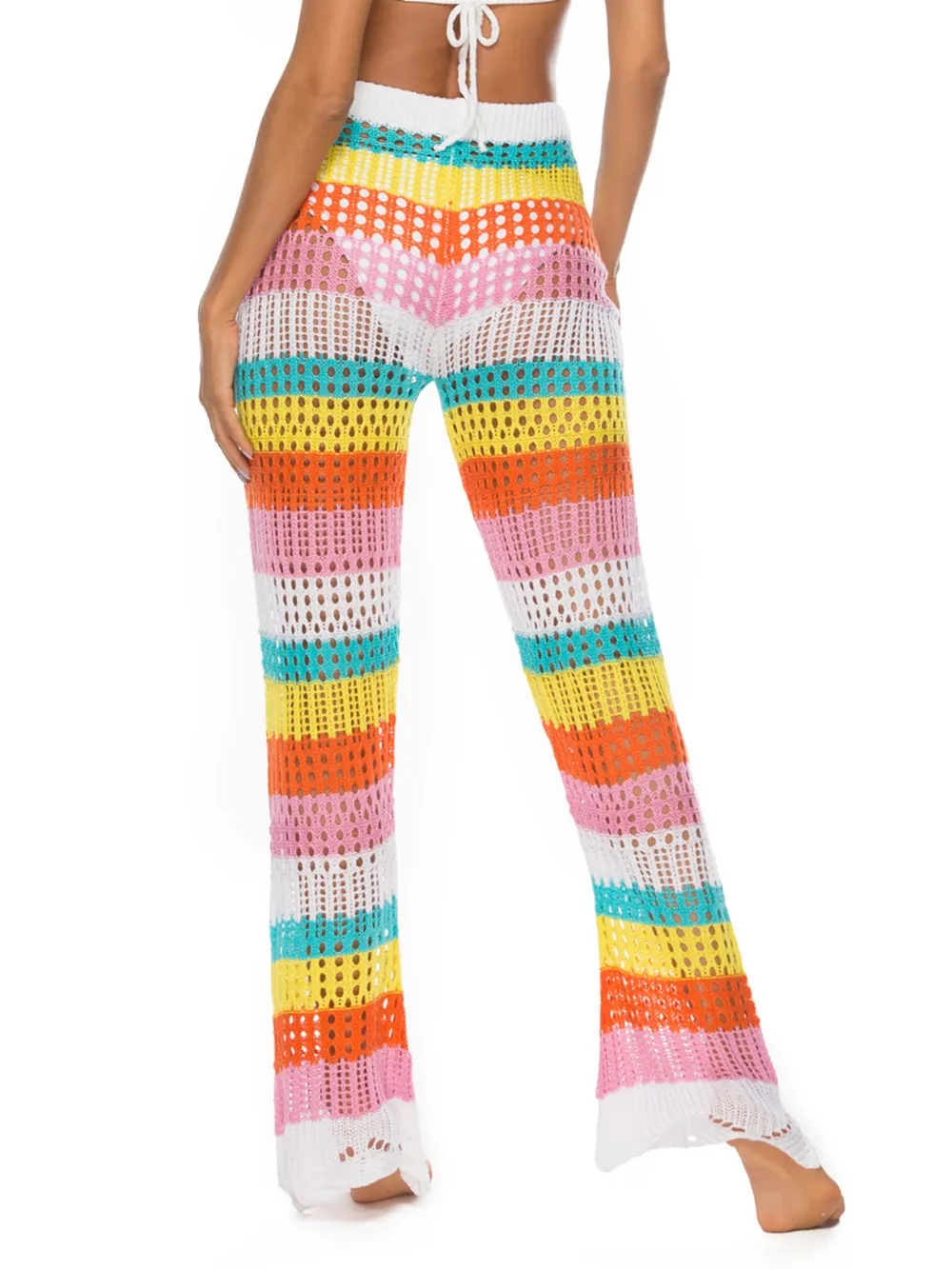 Cutout Contrast High Waist Swim Pants, image 3