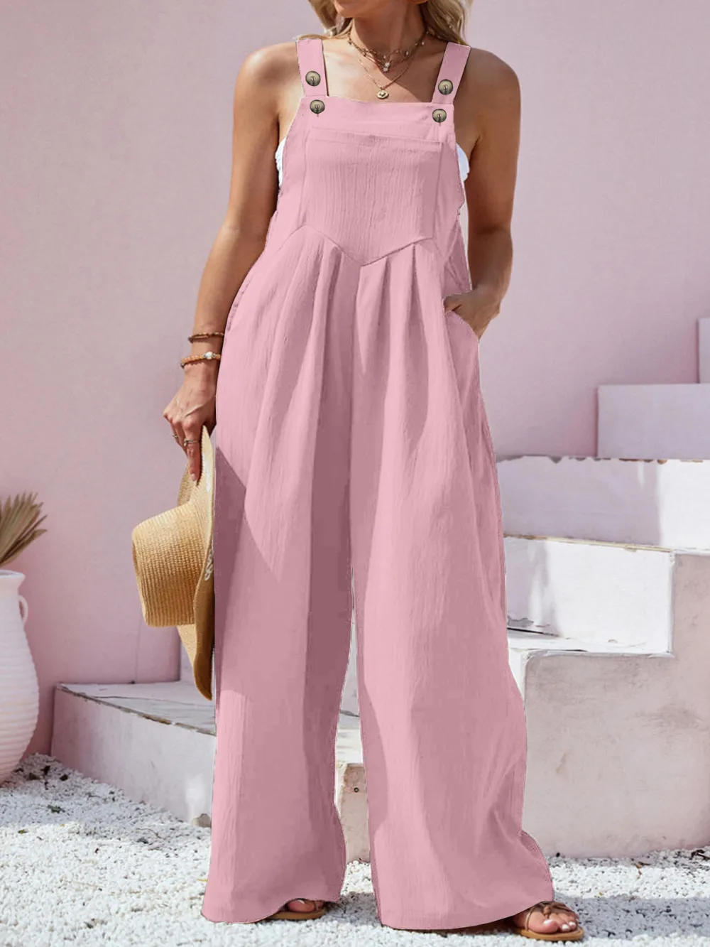 Plus Size Square Neck Wide Leg Overalls, image 17