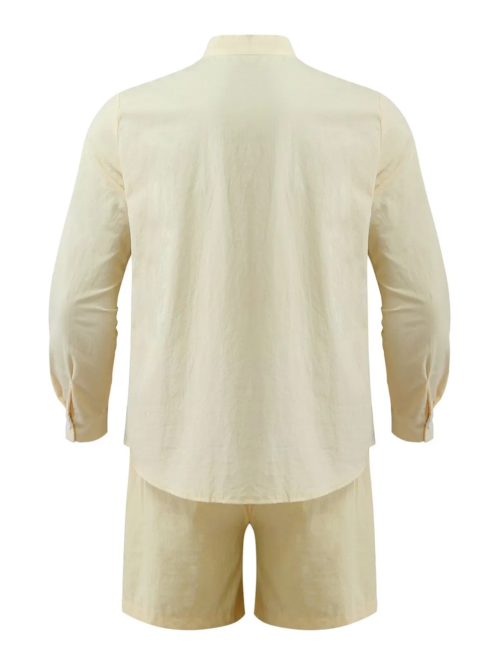 Men's Full Size Button Up Long Sleeve Shirt and Shorts Set Plus Size, image 4