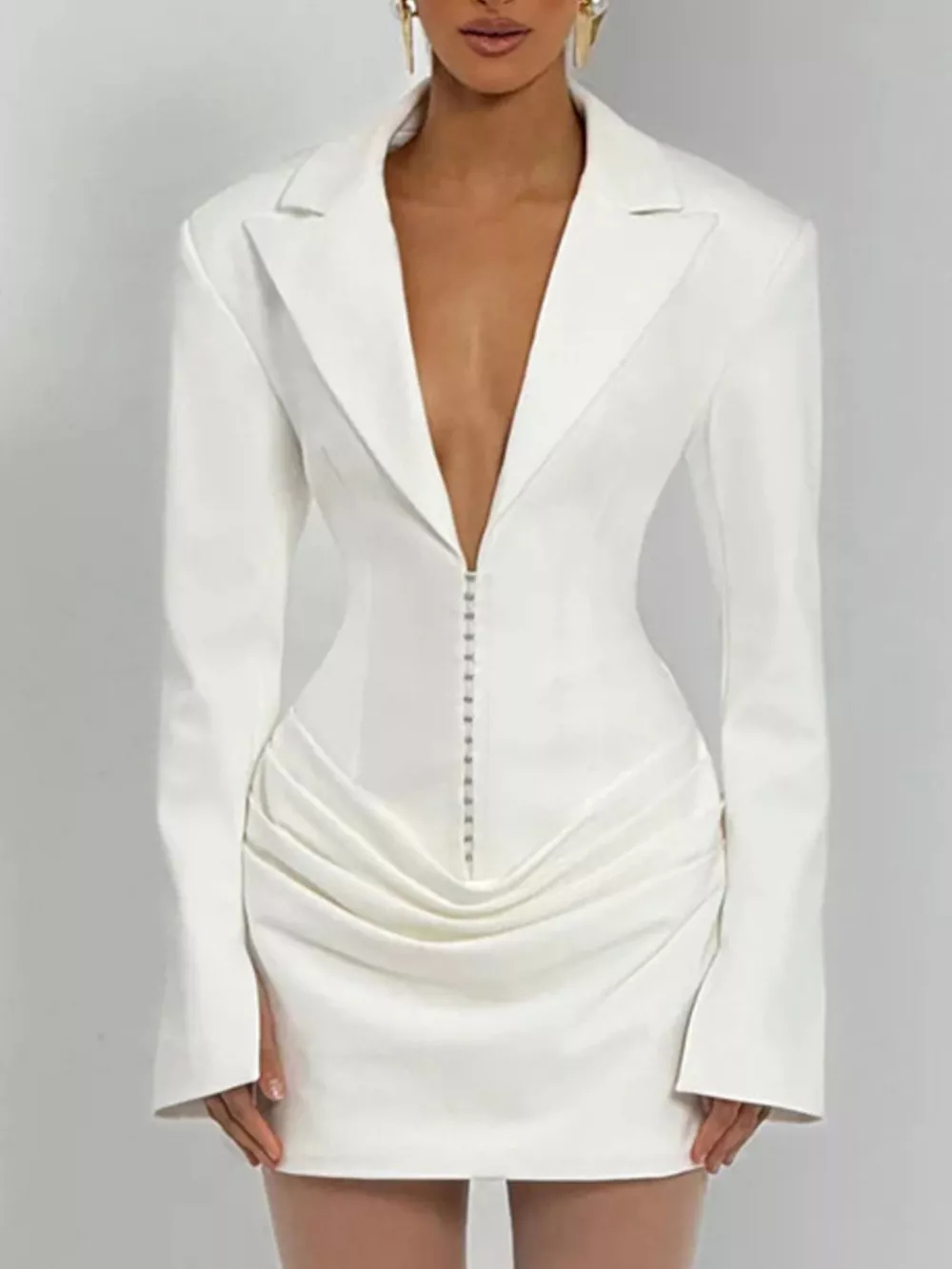 Full Size Blazer-Style Long Sleeve Mini Dress Plus Size, image 17