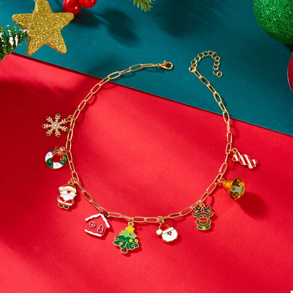 18K Gold-Plated Resin Christmas Theme Necklace, image 3