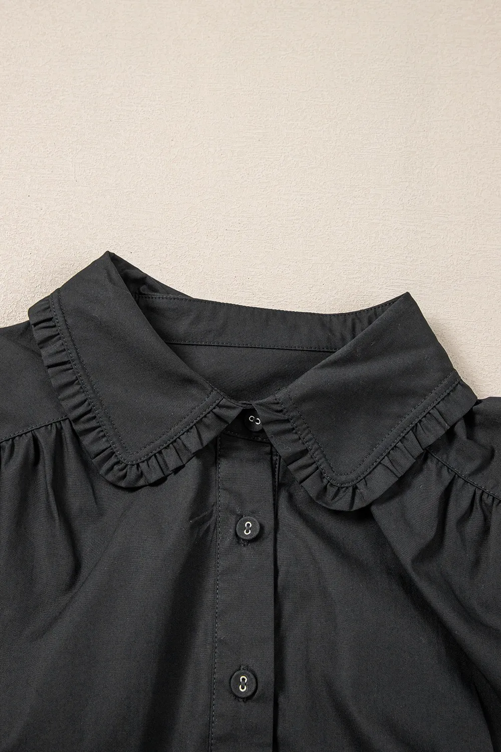 Button Down Puff Sleeve Ruffle Hem Dress, image 10