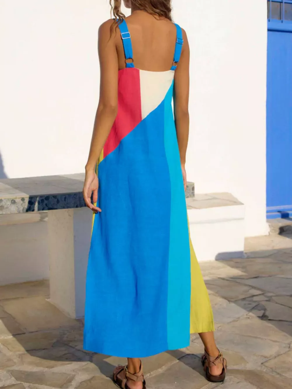 Striped Wide Strap Midi Dress, image 9