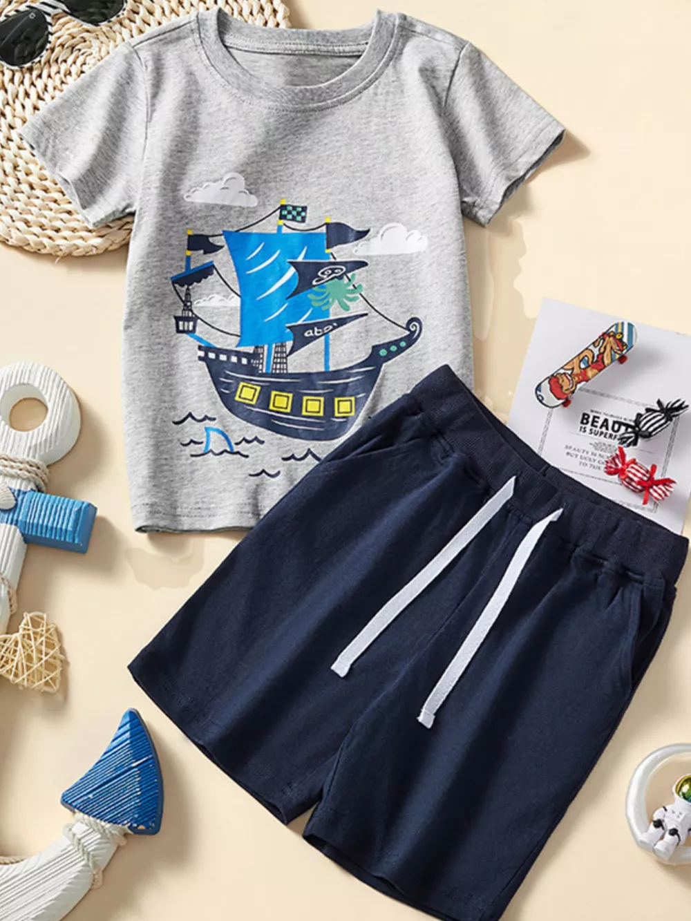 Children's Graphic Short Sleeve Tee and Shorts Set