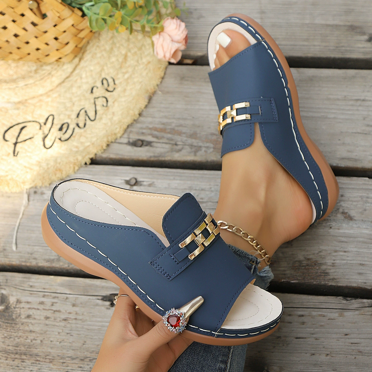 Peep Toe Wedge Sandals, image 12