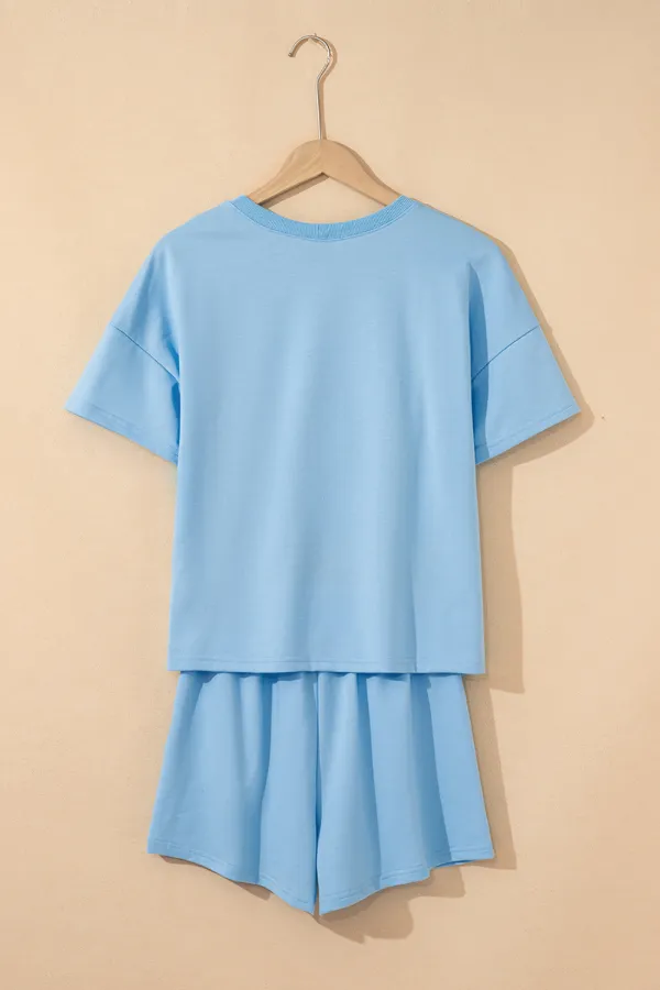 V-Neck T-Shirt and Drawstring Shorts Set, image 3