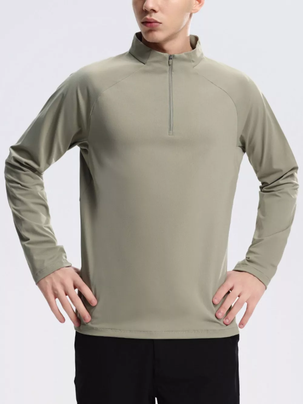 Men's Plus Size Half-Zip Long Sleeve Sweatshirt