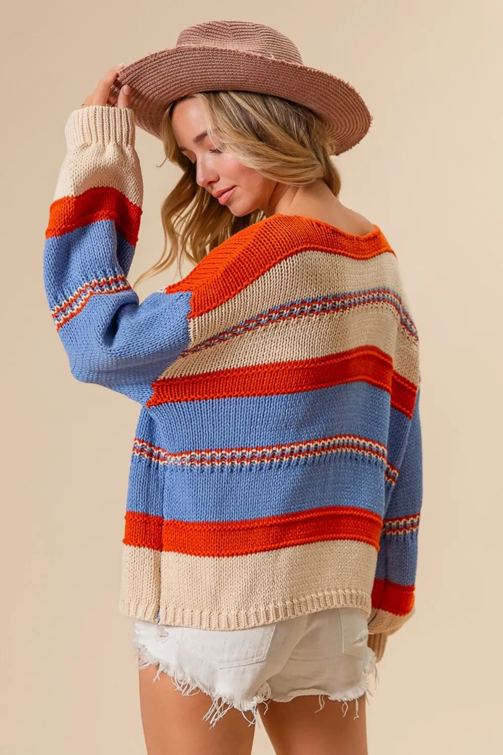 Multi Color Stripe Scoop Neck Sweater, image 5