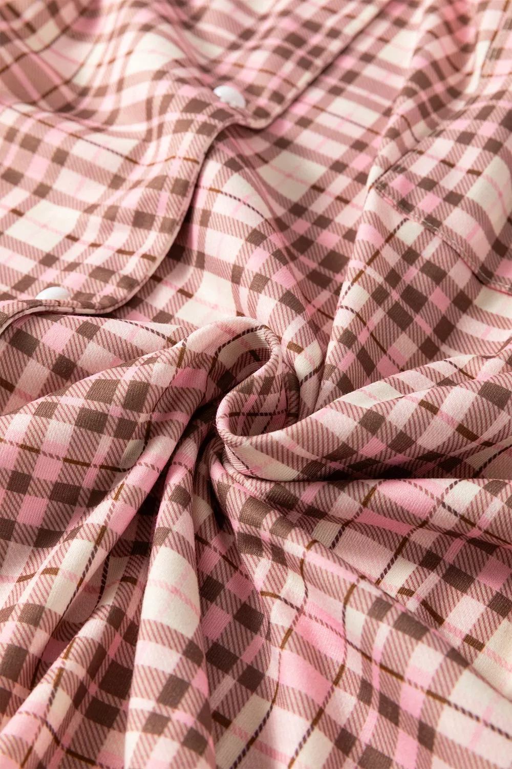 Plaid Patch Pockets Long Sleeve Lounge Set, image 9