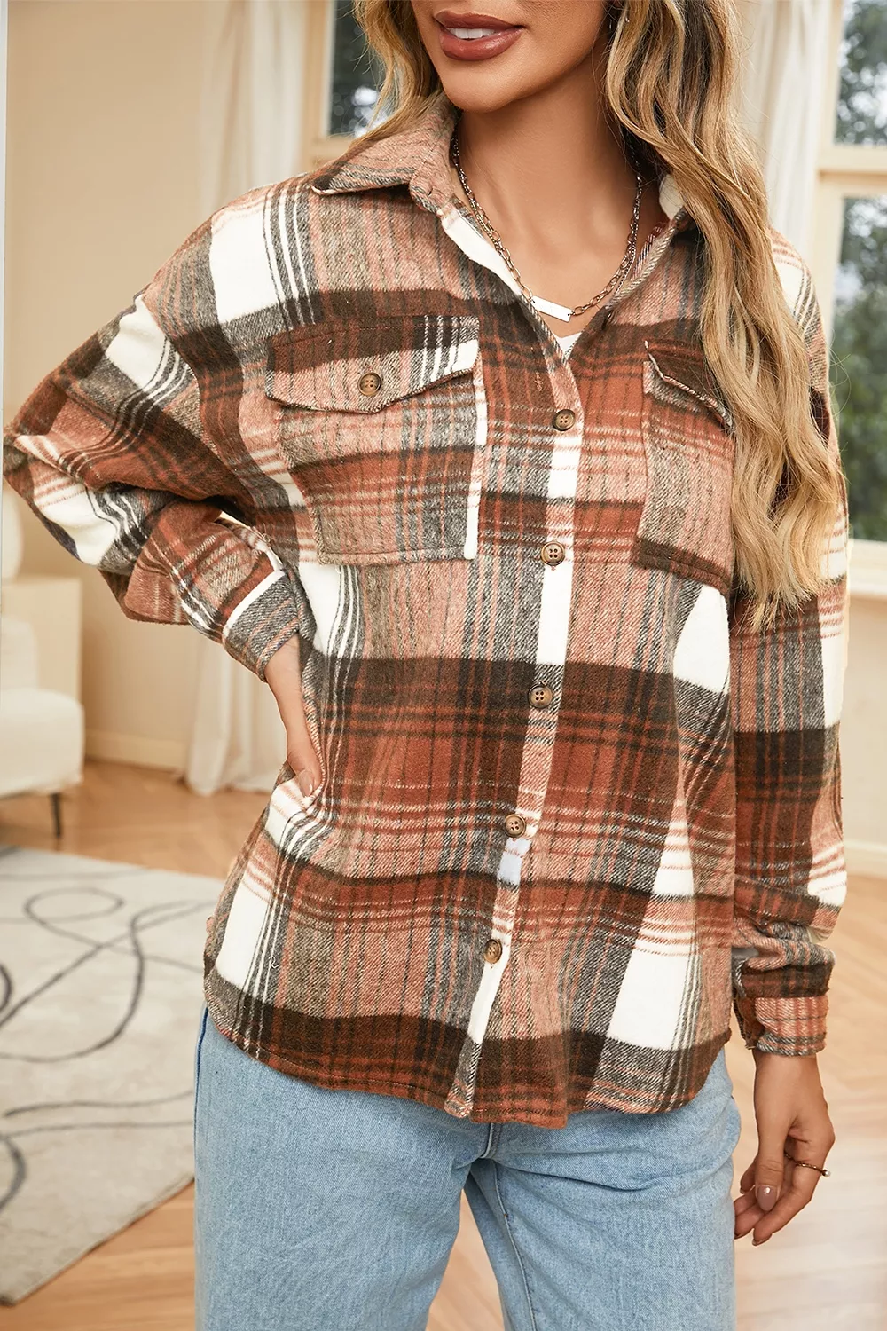 Plaid Button Up Shacket, image 2