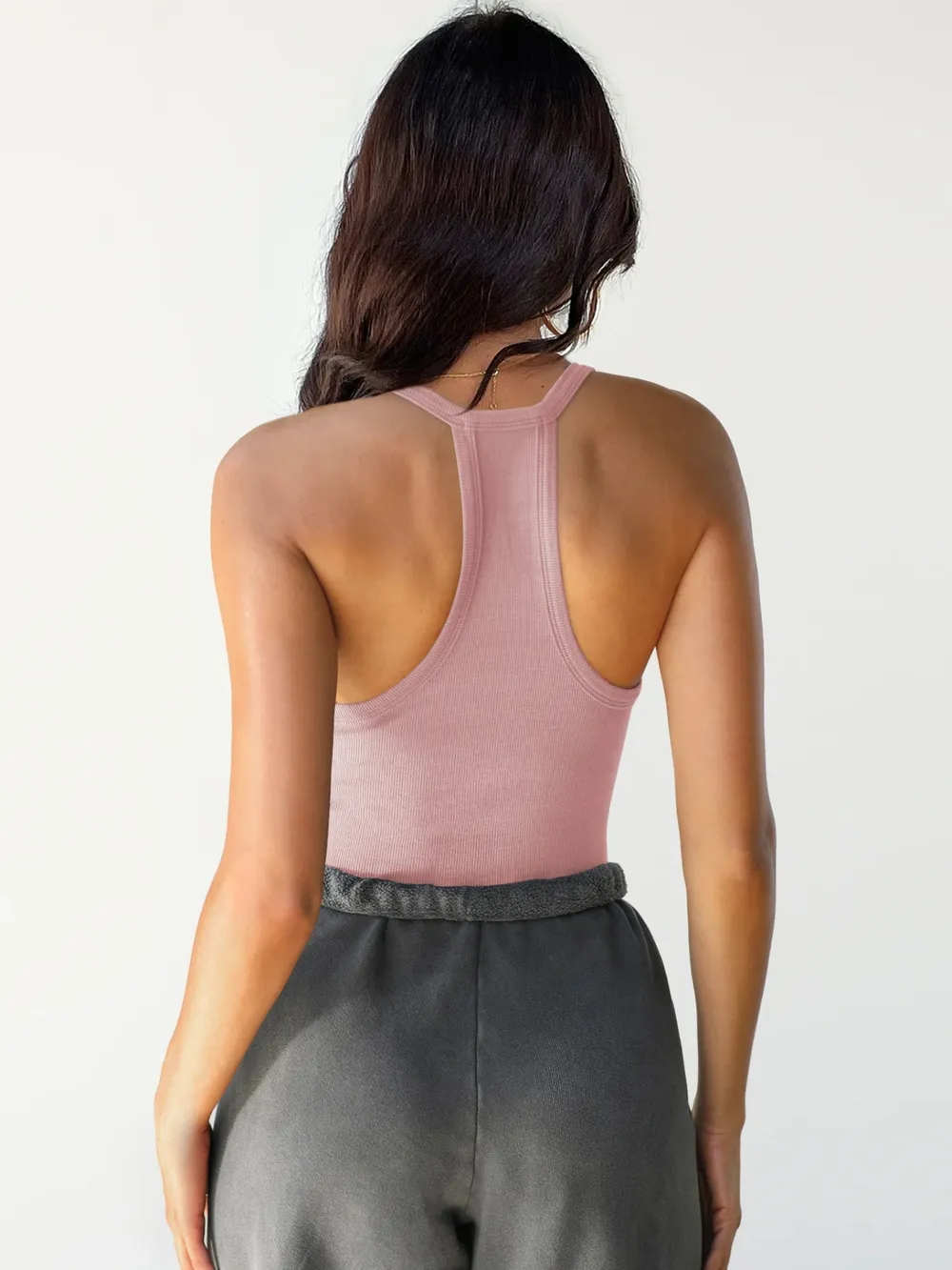 Ribbed V-Neck Halter Tank Top, image 8