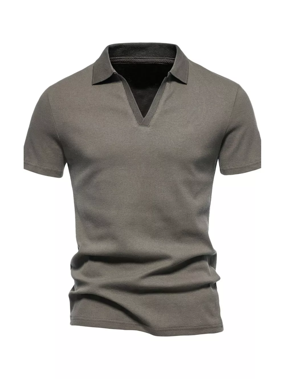 Men's Plus Size Casual Notched Short Sleeve Polo, image 2