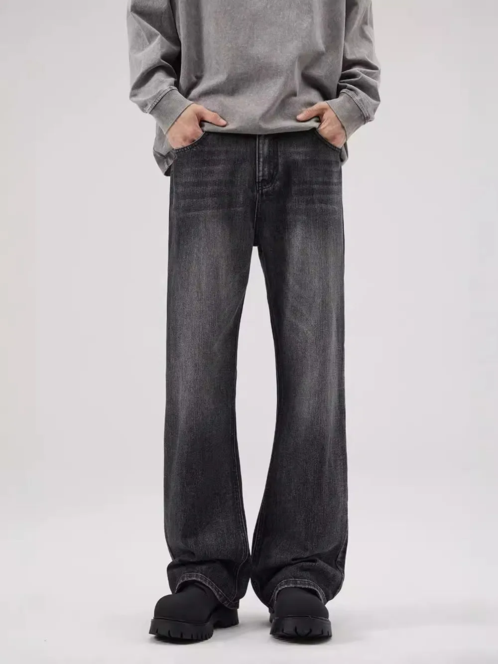 Men's Full Size Washed Straight Leg Jeans Plus Size