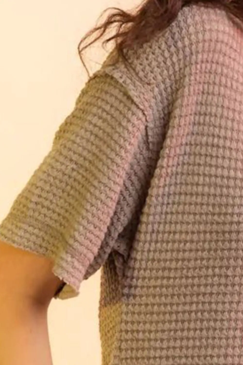 Waffle-Knit Notched Half Sleeve T-Shirt, image 12