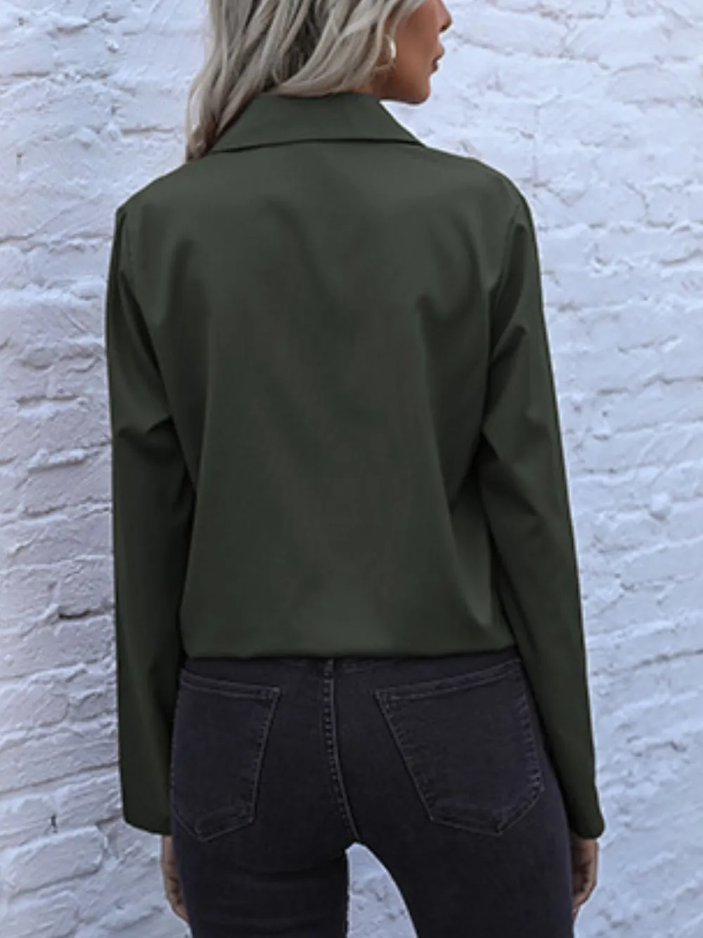 Tied Hem Button Down Long Sleeve Shirt, image 5