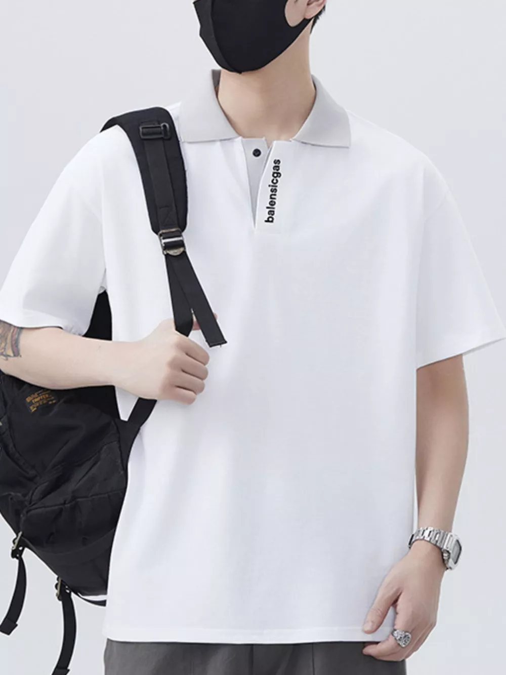 Men's Plus Size Contrast Collar Short Sleeve Polo, image 12