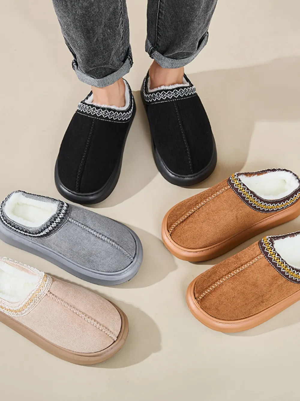 Faux Fur Suede Platform Slippers, image 19