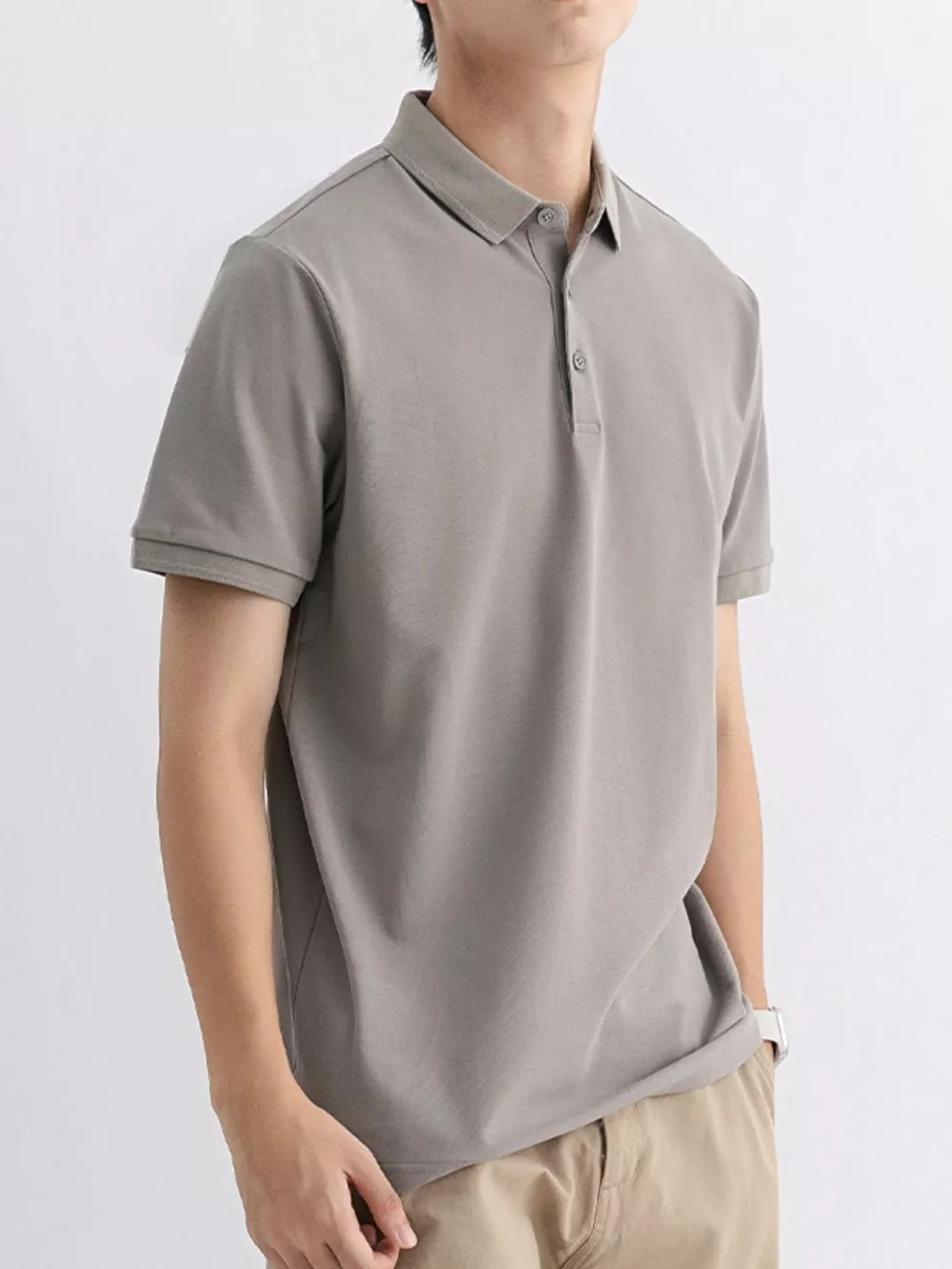 Men's Plus Size Solid Color Short Sleeve Polo, image 8