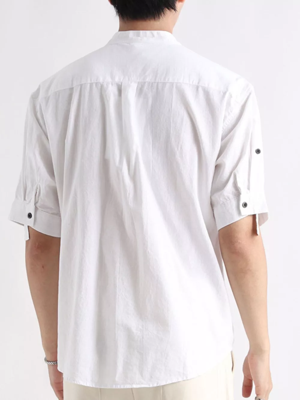 Men's Plus Size Button Detail Short Sleeve Blouse, image 5
