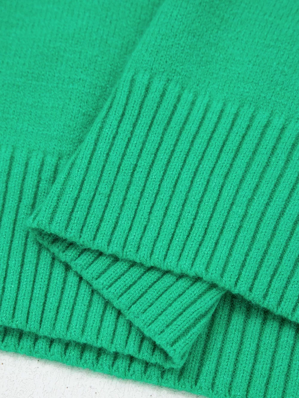 Solid Color Ribbed Trim Round Neck Ruffle Short Sleeve Sweater, image 18